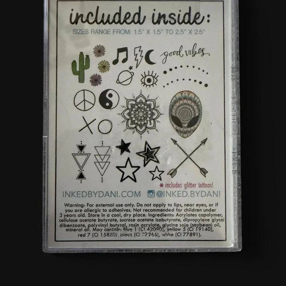 Inked by Dani Temporary Tattoos Festival Pack Over 20 Hand Drawn Designs NEW